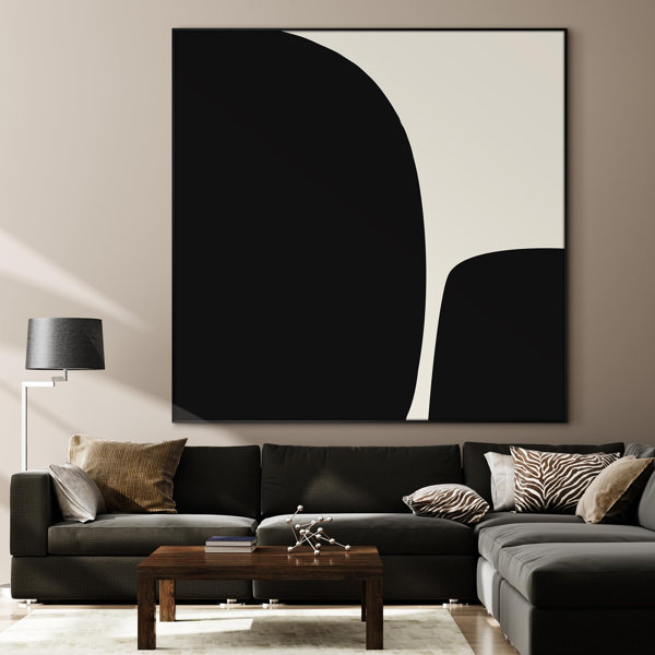 SIGNLEADER Minimalist Black Shapes Monochrome Illustrations Extra Large ... - Geometric Modern Wall Art With Extra-Large Prints